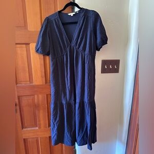 Boden Navy Midi Dress with V-Neck